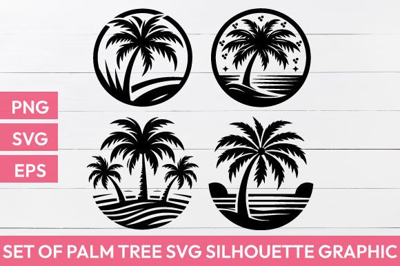 Download Set of Palm Tree Svg Silhouette Graphic - Graphic Collection